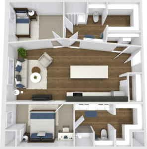 2 Bed 2 Bath Apartment Floor Plan