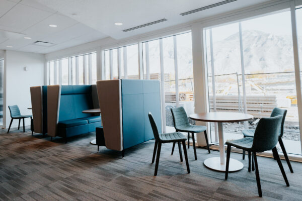 Apartment community clubhouse with seating